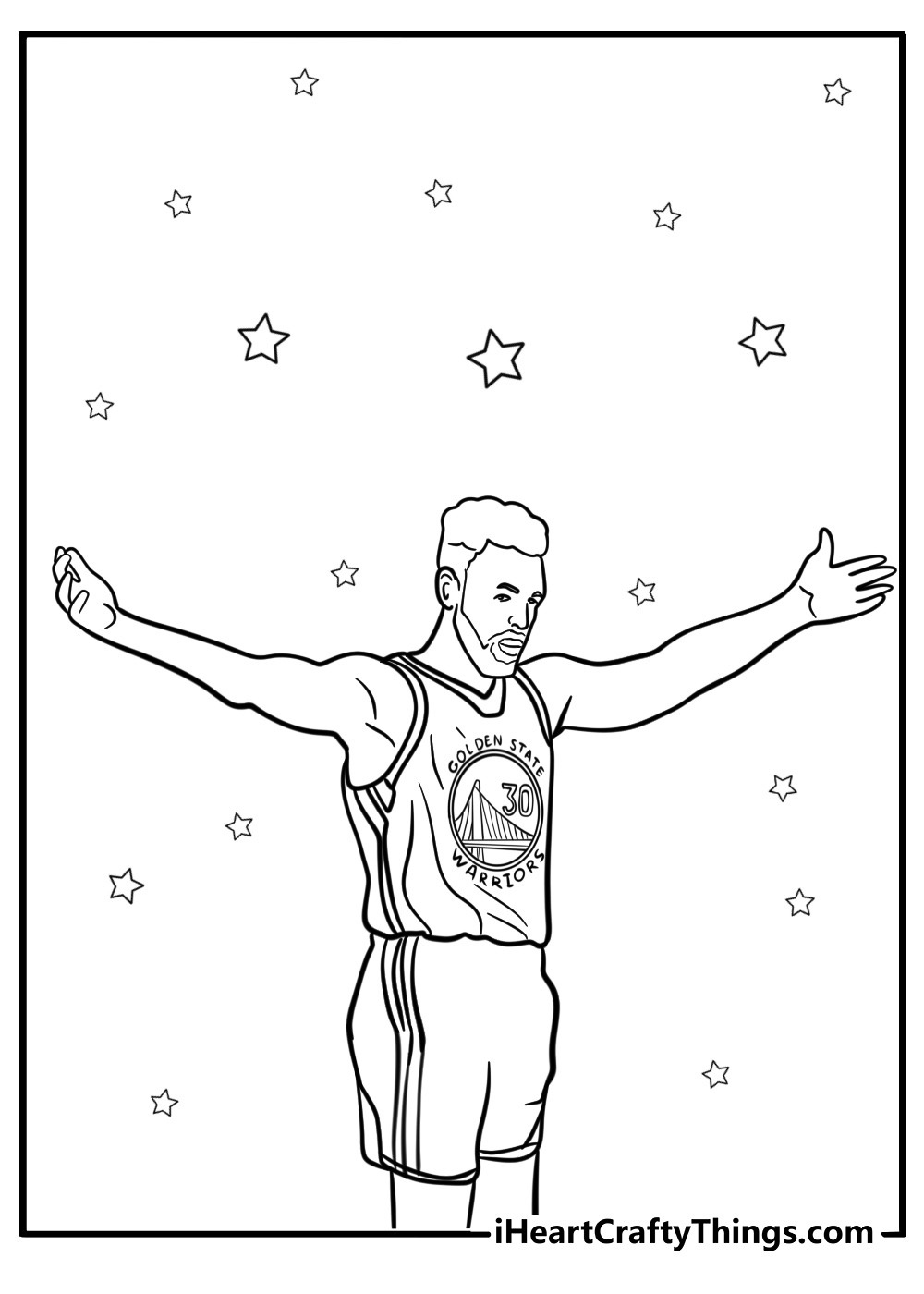 Steph curry making an assist detailed coloring sheet