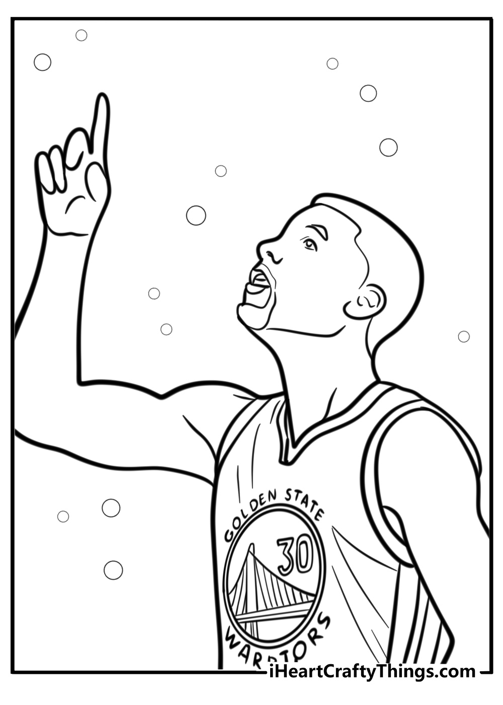 Steph curry pointing to the sky printable coloring page