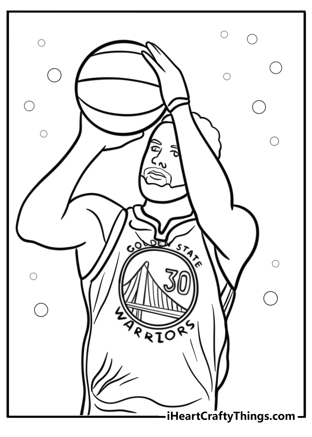 Steph curry shooting from the arc fun coloring sheet