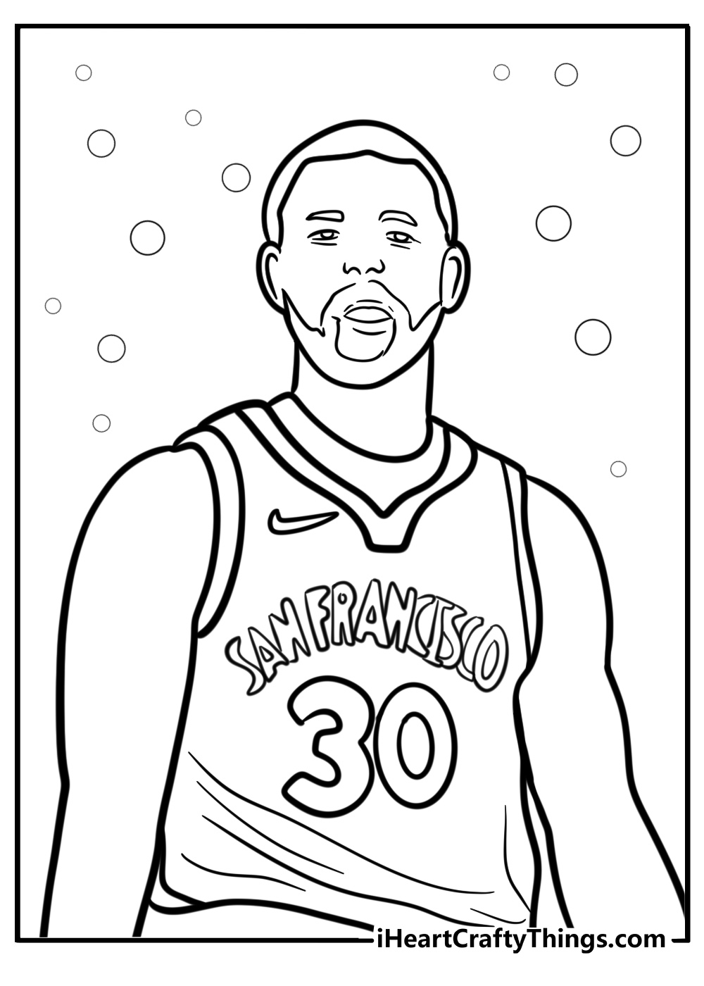 Steph curry wearing his jersey number 30 free coloring page pdf