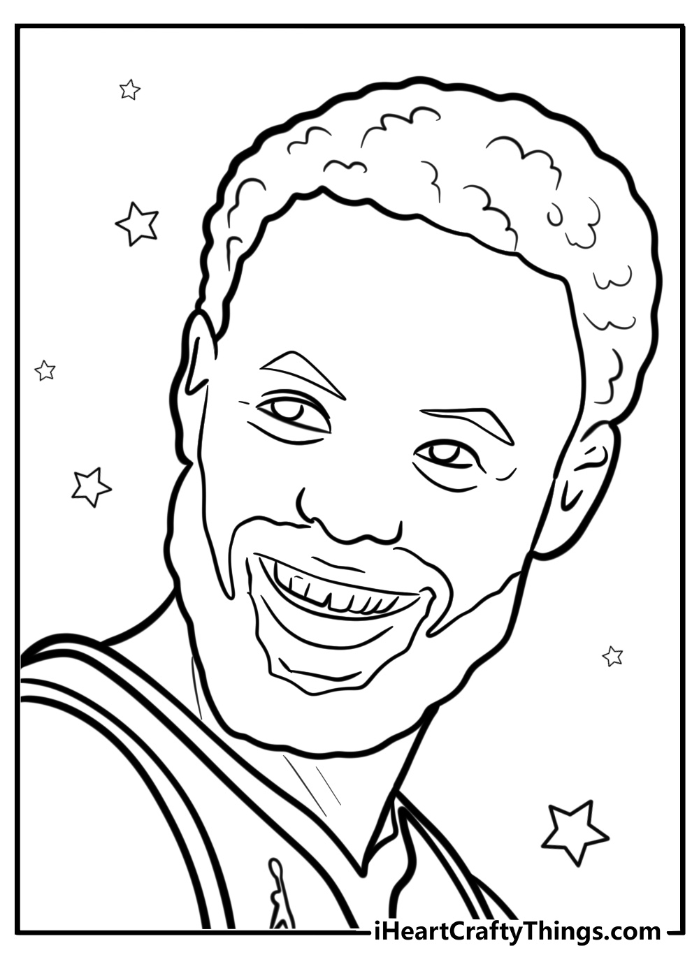 Steph curry with his signature smile coloring page