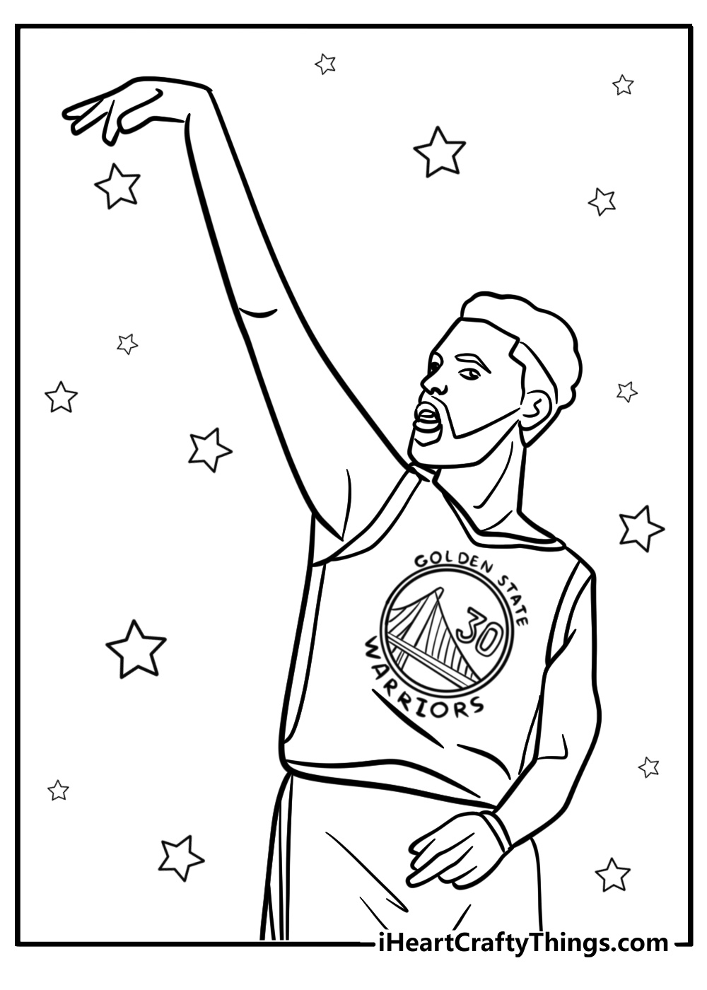 Steph curry with intense focus detailed coloring sheet