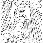 Storm chaser and tornado detailed coloring sheet for kids