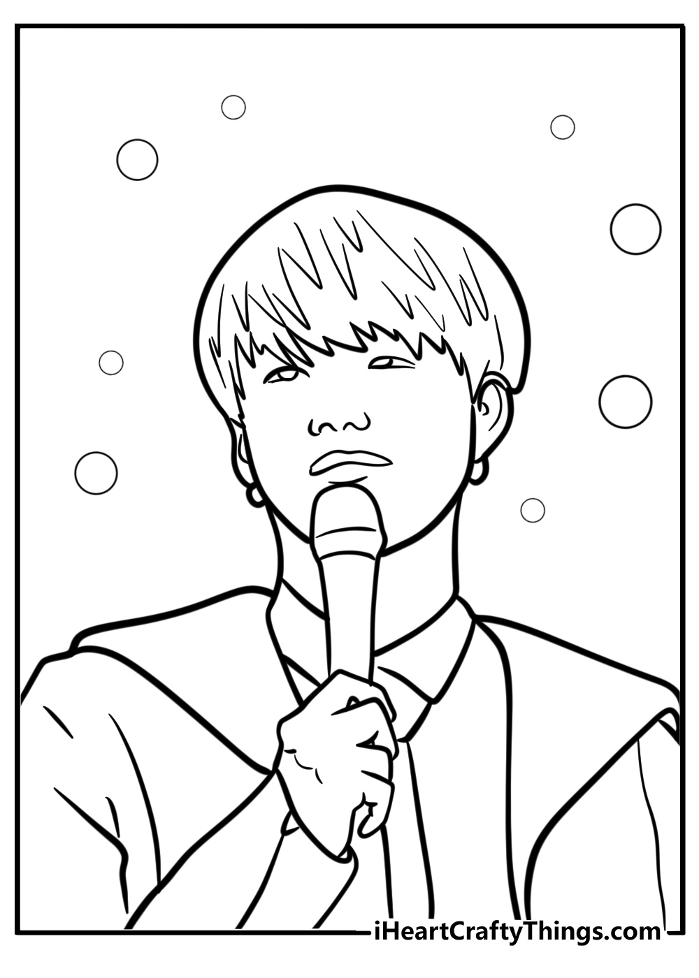 Suga with a microphone detailed BTS coloring sheet