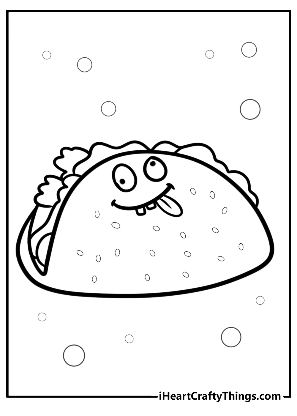 Taco with a funny face coloring page