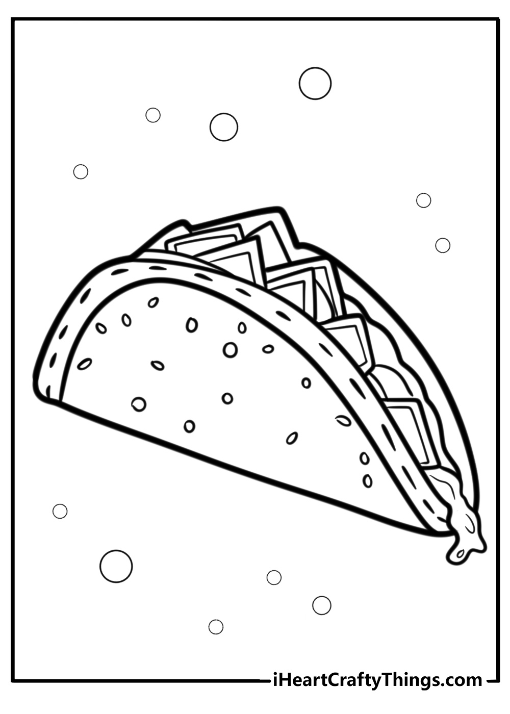 Taco with cheese coloring page for kids