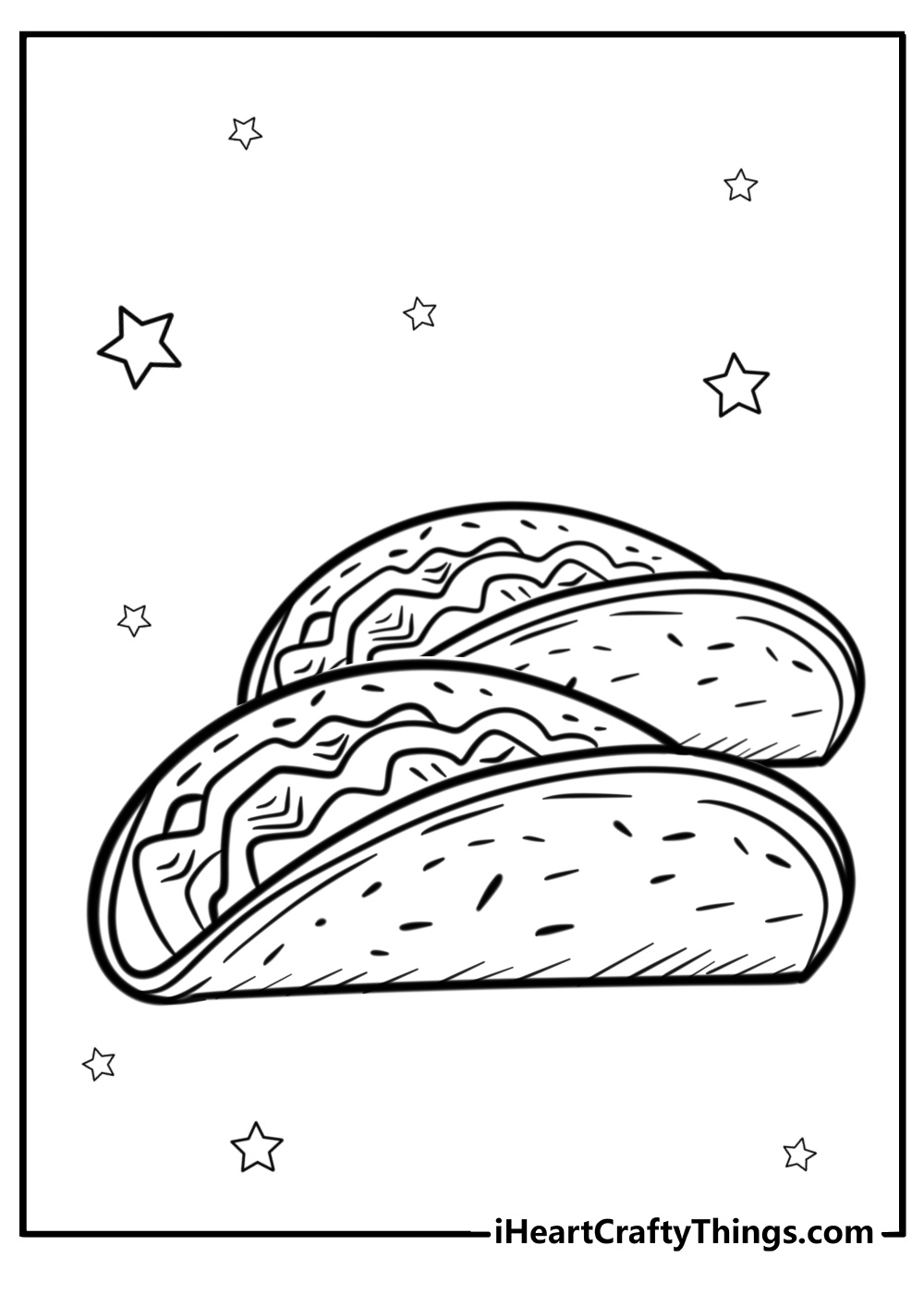 Taco with crispy shell coloring page