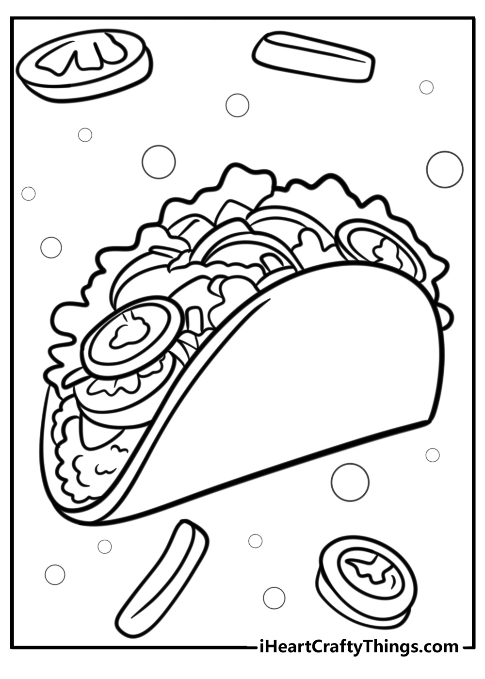 Taco with fresh toppings coloring sheet