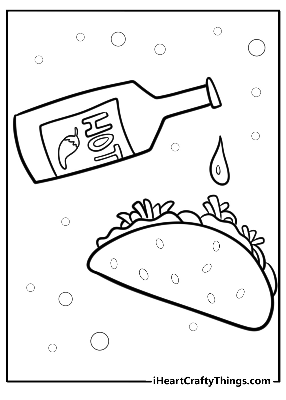 Taco with hot sauce coloring sheet