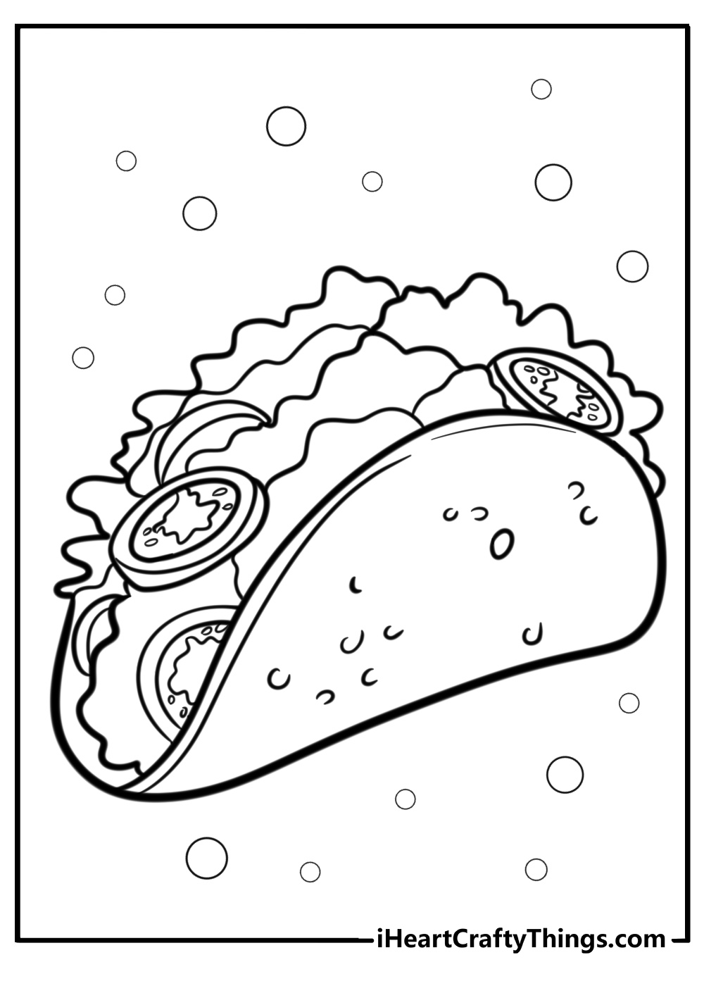 Taco with lettuce and tomato coloring sheet