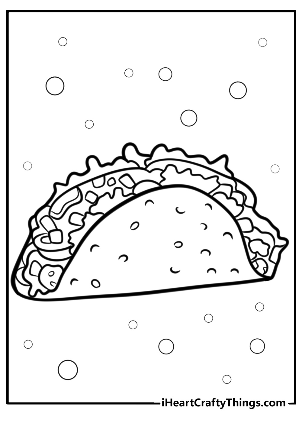 Taco with salsa free printable coloring page