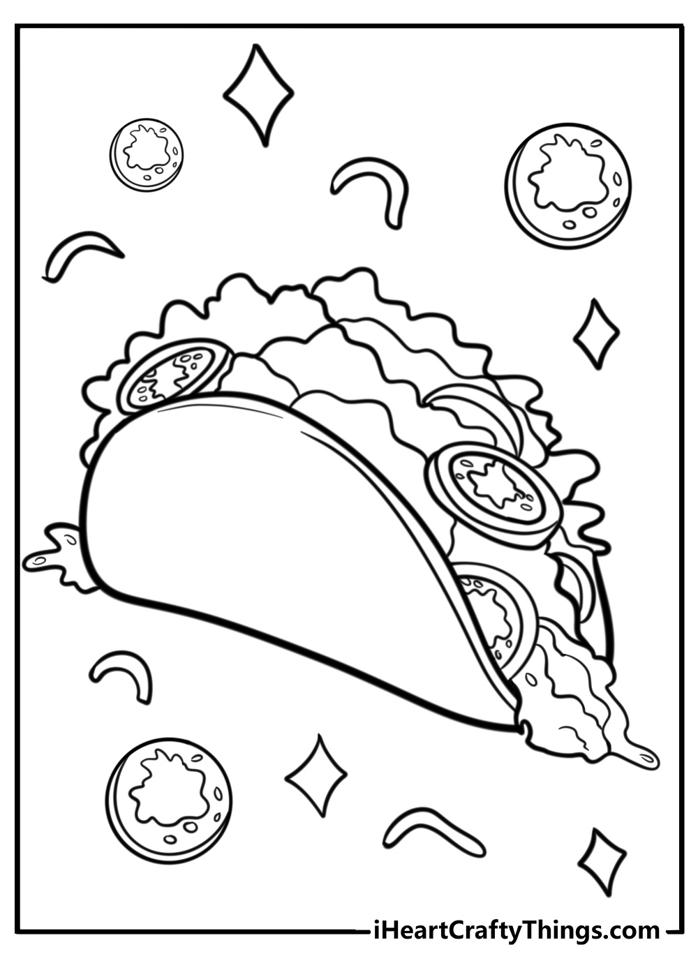 Taco with sour cream fun coloring sheet