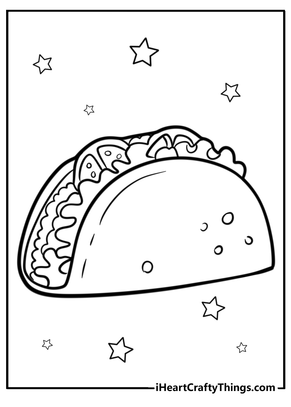 Taco with toppings coloring page