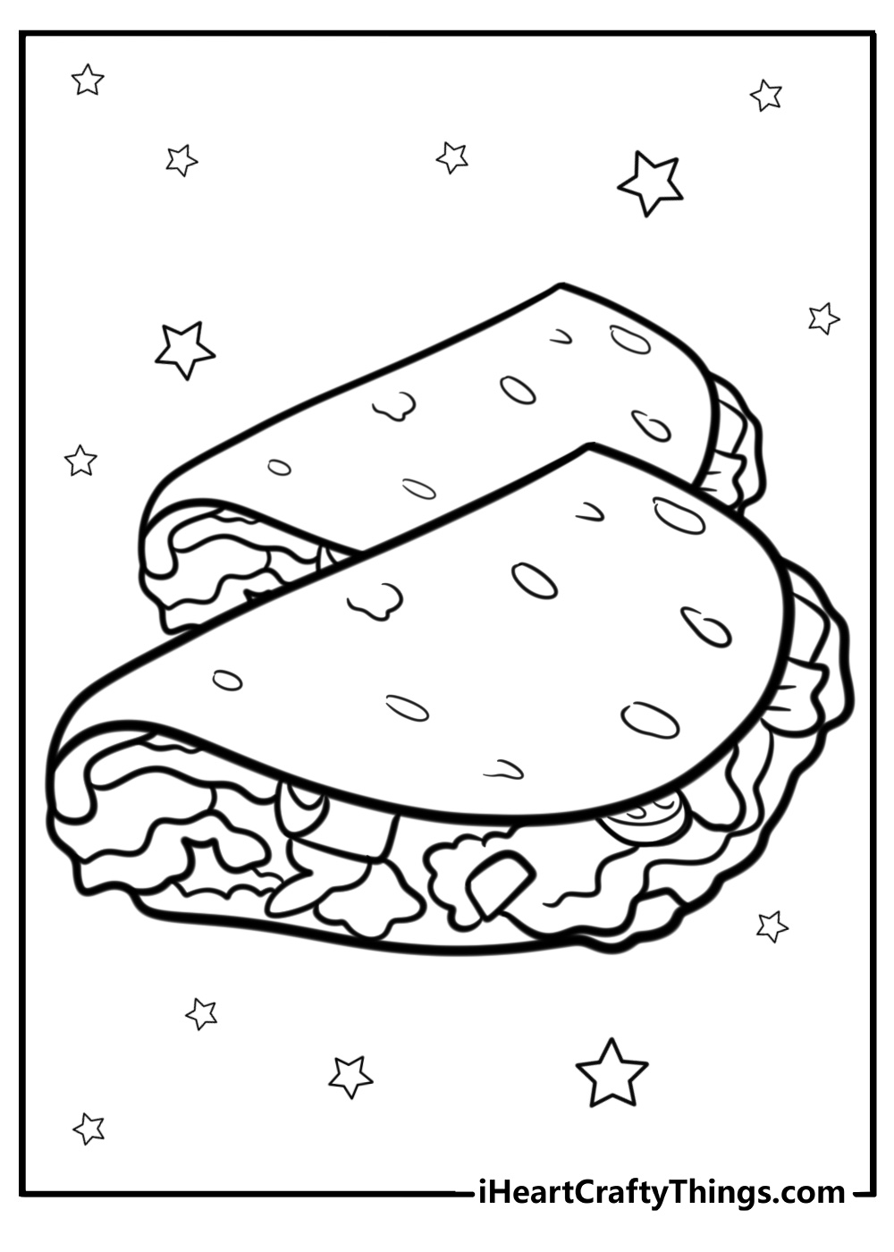 Taco with veggies coloring sheet