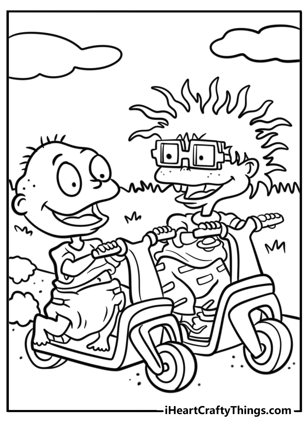 Tommy and chuckie on an adventure detailed coloring sheet