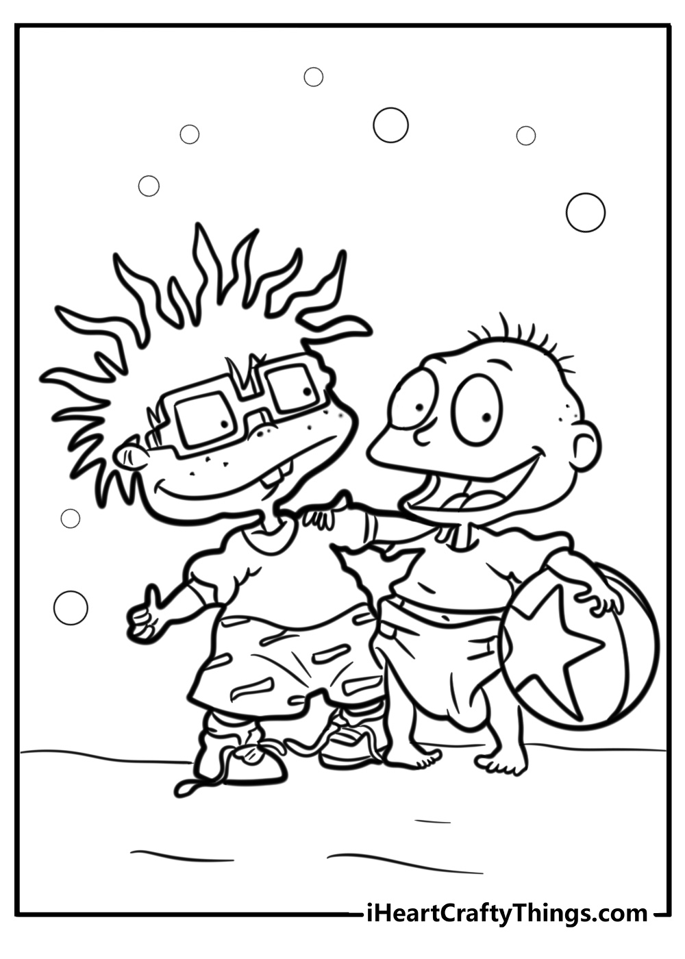 Tommy and chuckie playing together fun printable coloring sheet