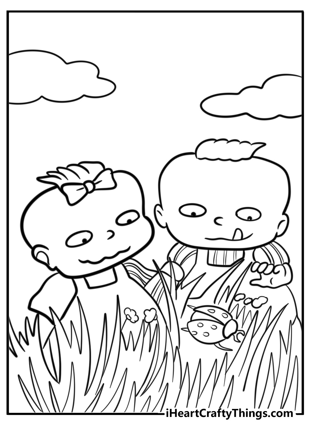 Tommy phil and lil playing together coloring page