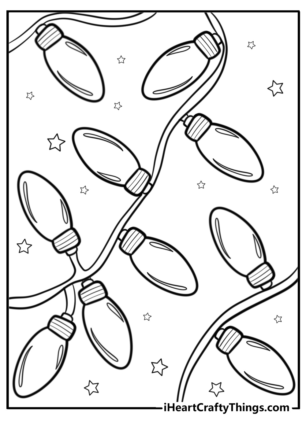 Twinkling lights Christmas coloring page