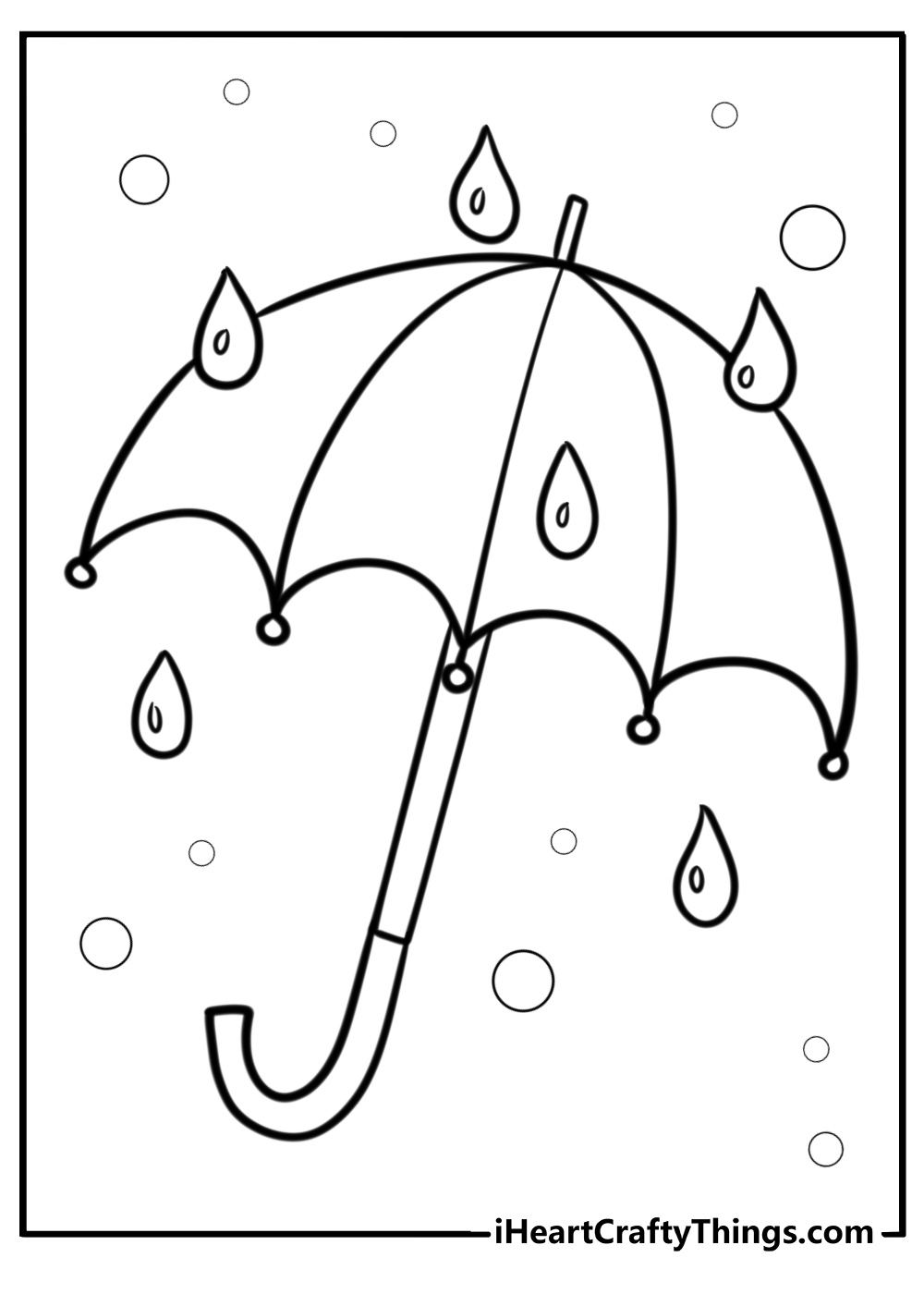 Umbrella with raindrops fun printable coloring sheet