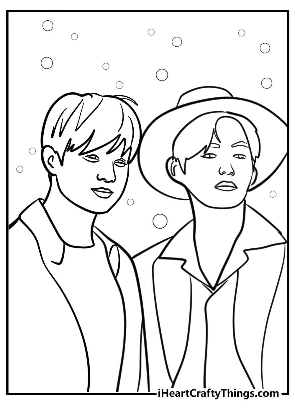 V and jungkook together free BTS coloring page pdf