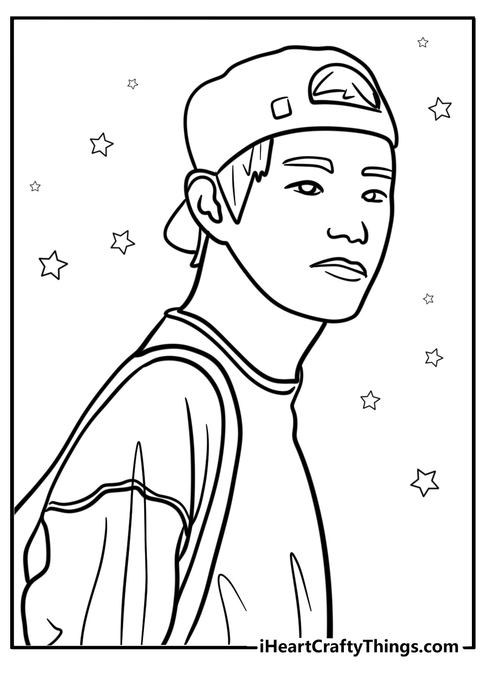 V in a stylish hat printable coloring page