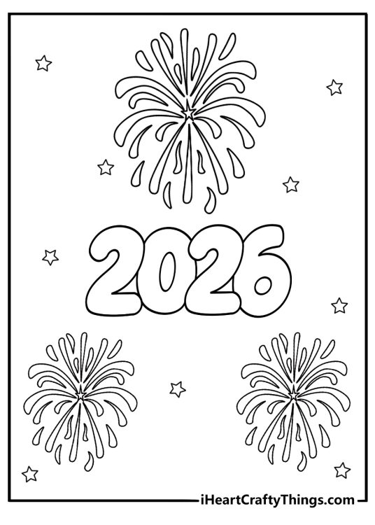 Happy New Year Coloring Pages for 2026