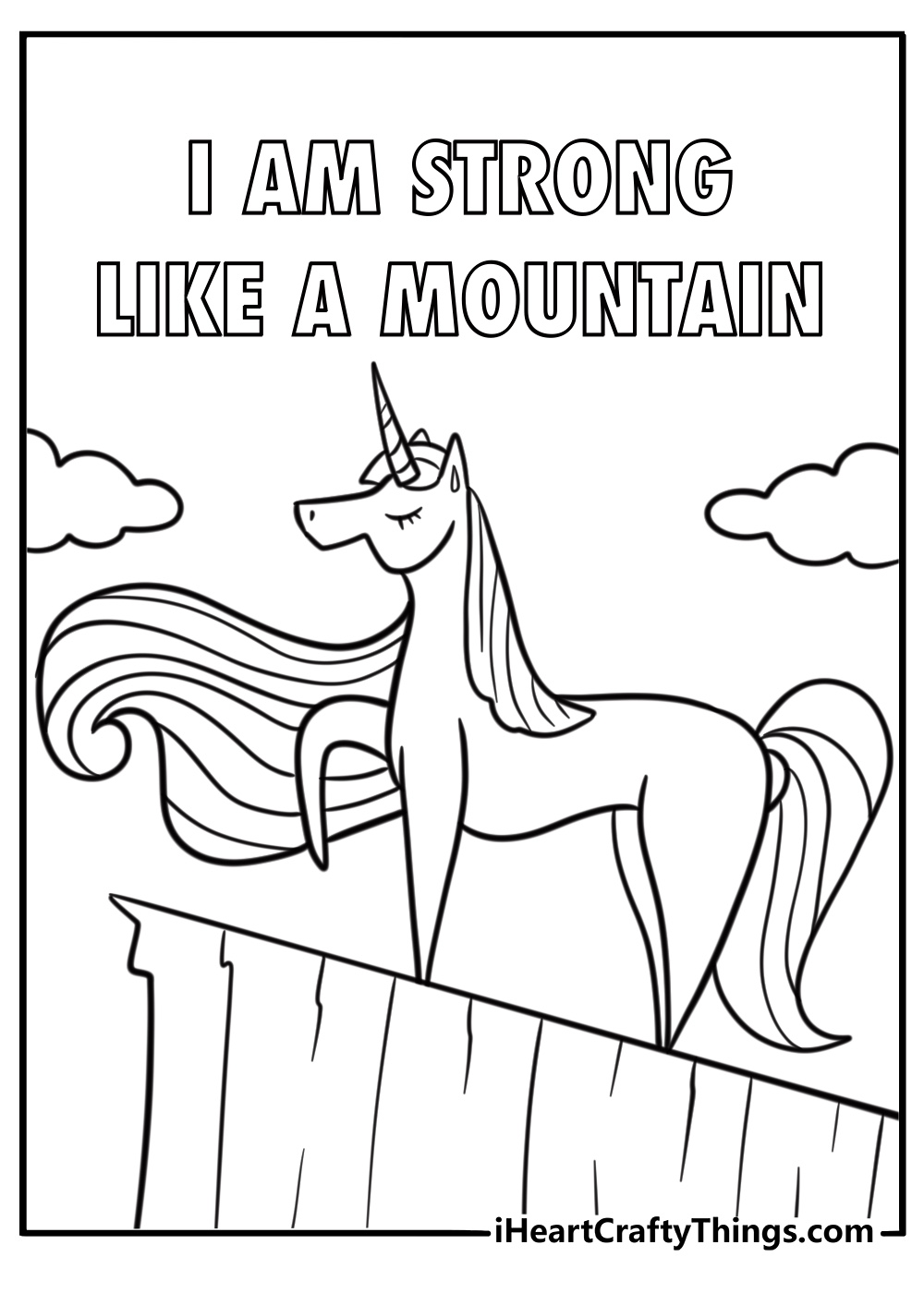 Afro unicorn coloring page with empowering theme
