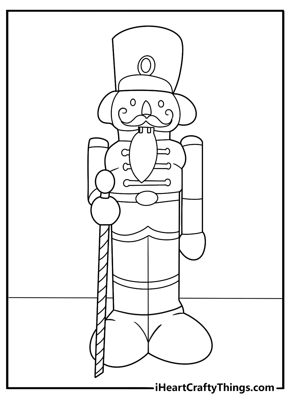 Christmas toy soldier nutcracker standing tall printable coloring sheet