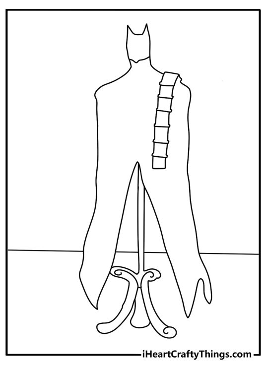 Easy Batman coloring page with Batman cape hanging on a suit stand