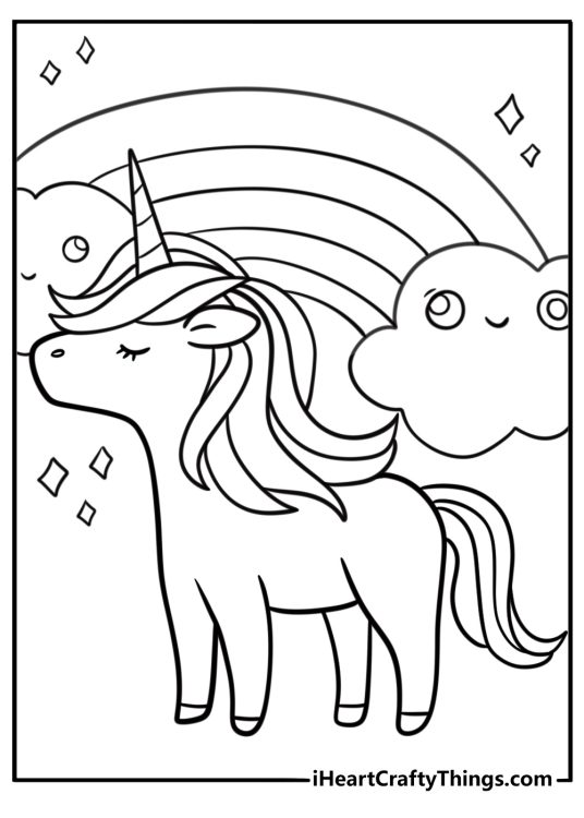 Easy unicorn coloring page for young kids to color