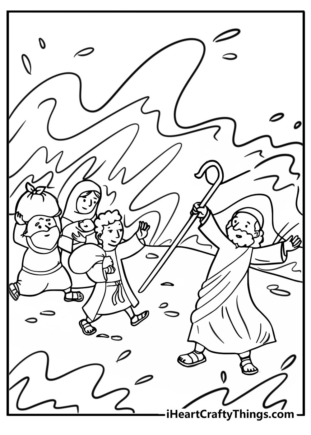 Moses guiding the people through the wilderness fun coloring sheet