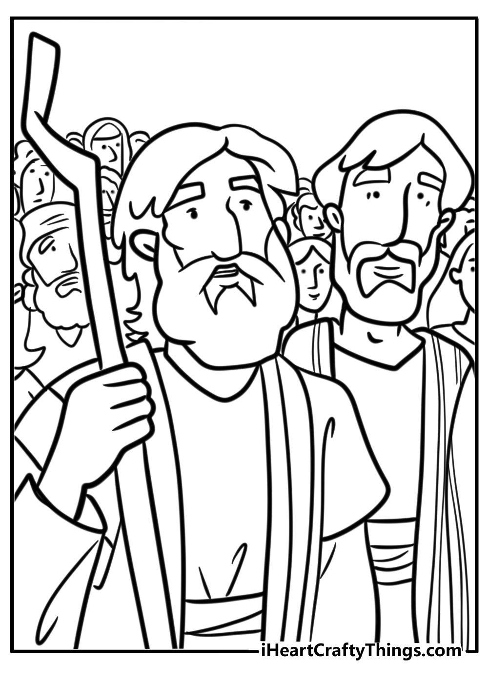 Moses leading the Israelites out of Egypt fun coloring sheet for kids