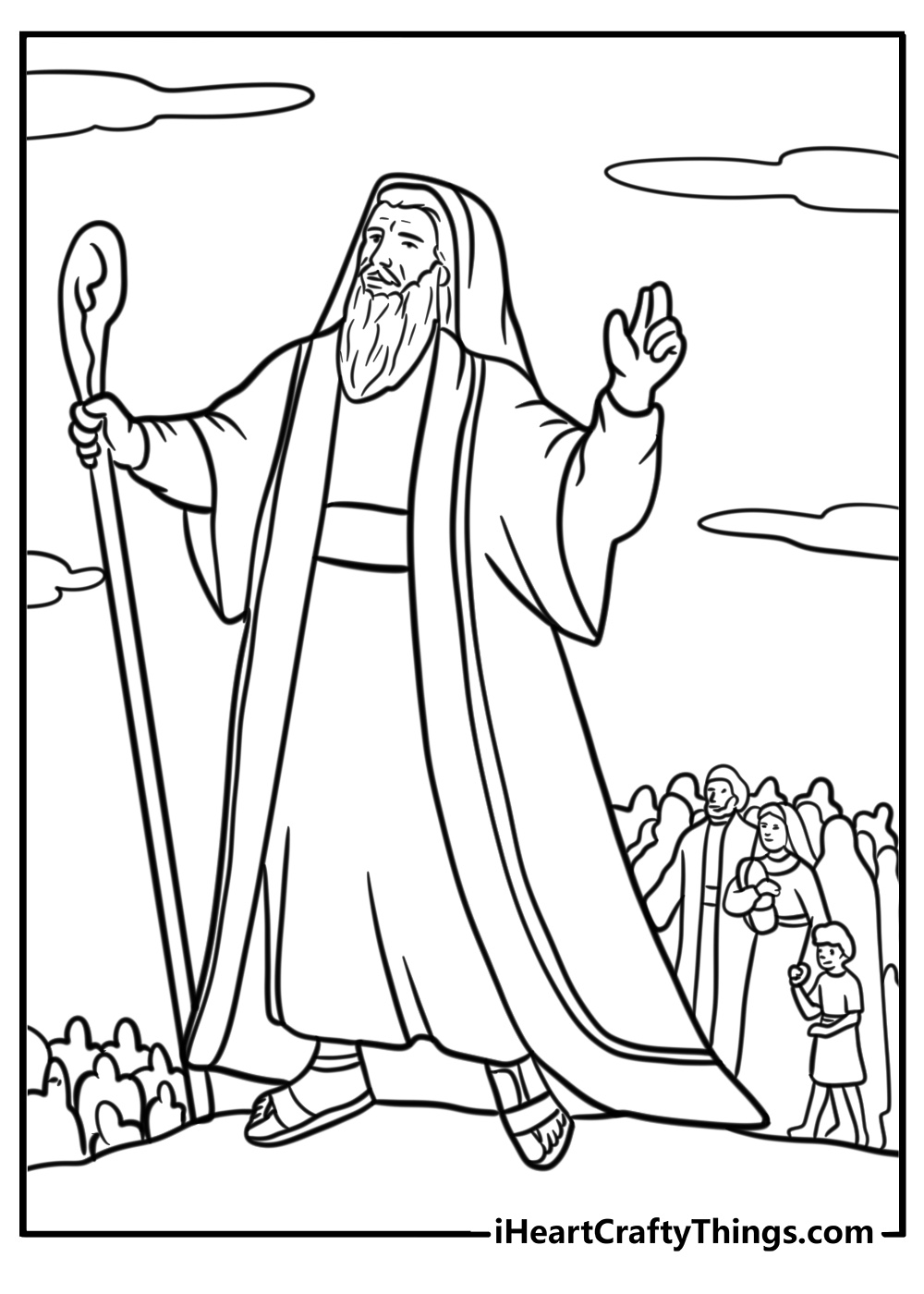 Moses leading the Israelites through the desert coloring page