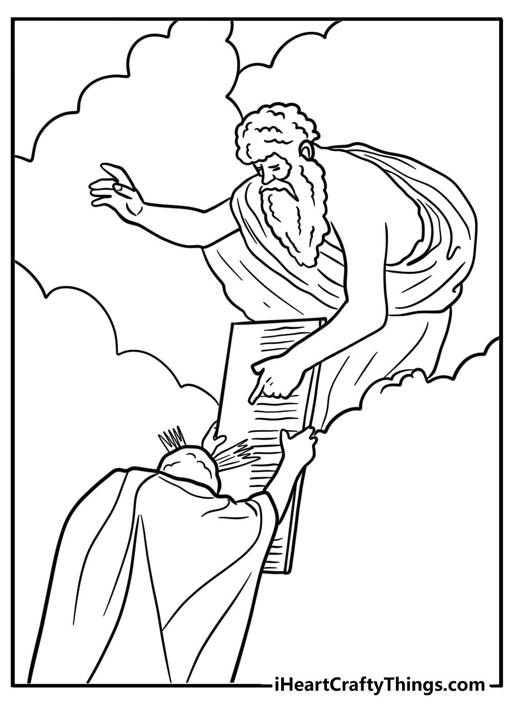 Moses on Mount Sinai receiving the commandments detailed sheet