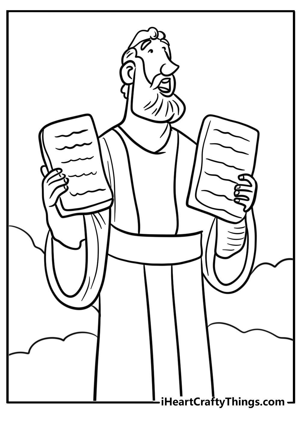 Moses showing the Ten Commandments free Bible story coloring page