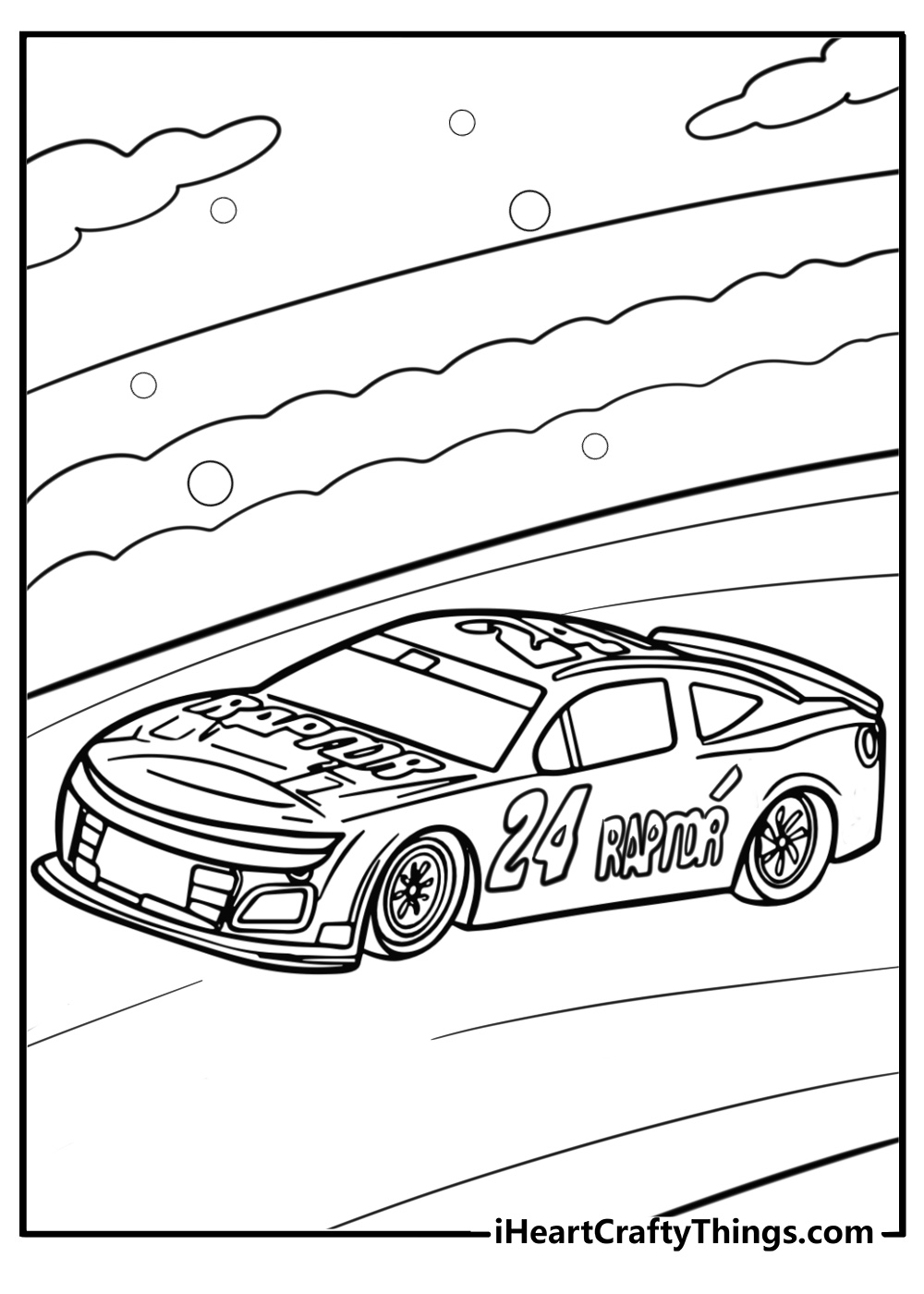 NASCAR car with bold number on the side detailed coloring sheet