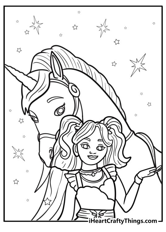 Netflix unicorn academy coloring page with Ava