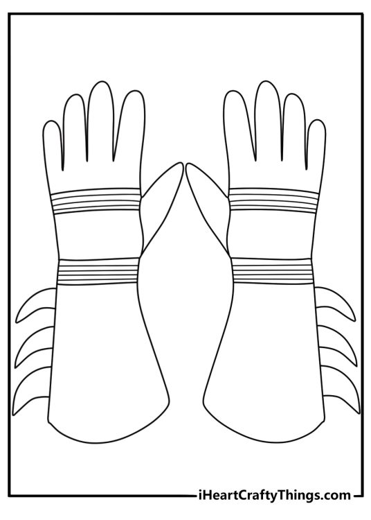 Simple Batman coloring page with Batman gloves boots and cowl laid out