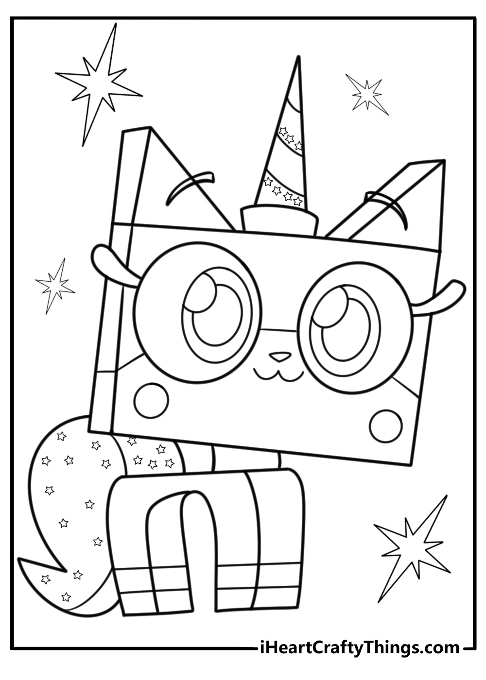 Unicorn cat unikitty coloring page with sparkly mane