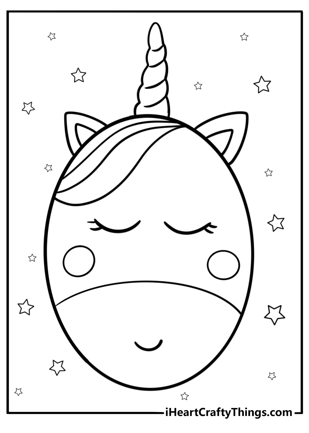 Unicorn easter egg coloring page with patterns