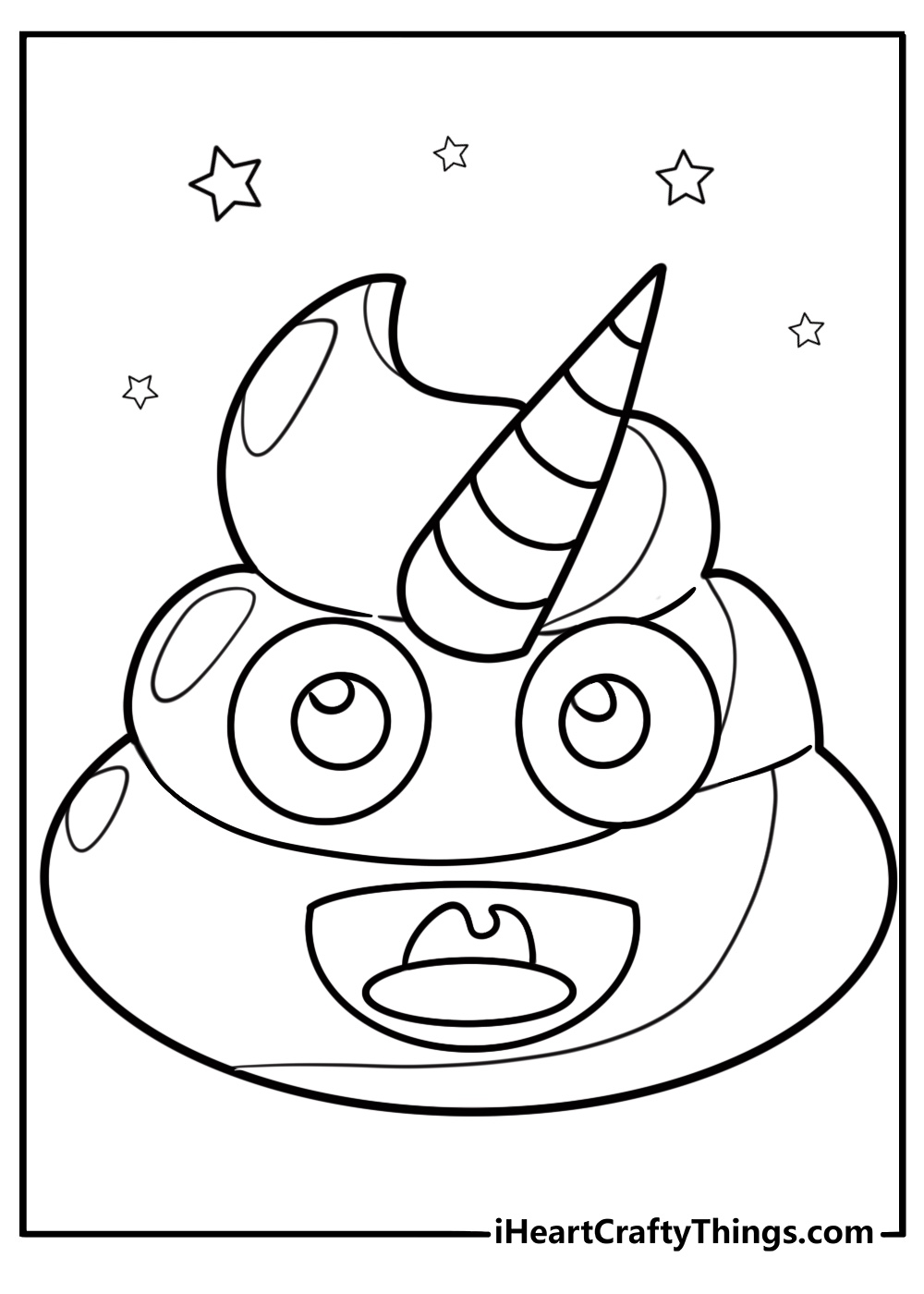 Unicorn poop emoji coloring page for silly fun
