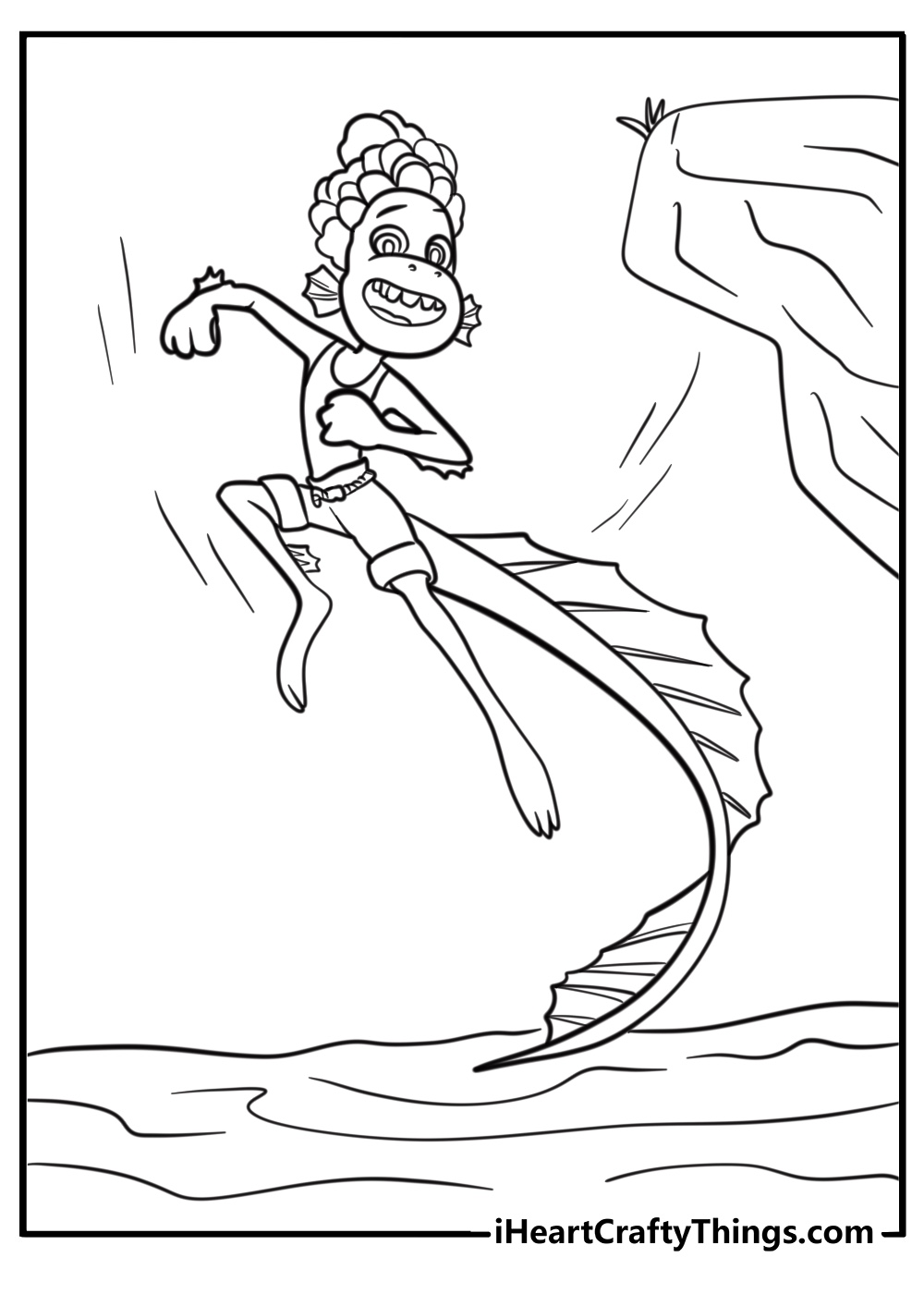 Alberto diving into the ocean detailed coloring sheet