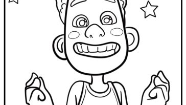 Alberto in human form with a big grin detailed coloring sheet