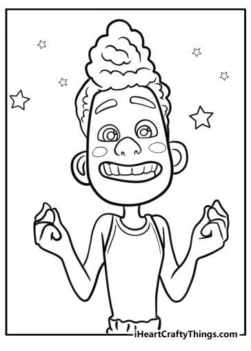 Alberto in human form with a big grin detailed coloring sheet