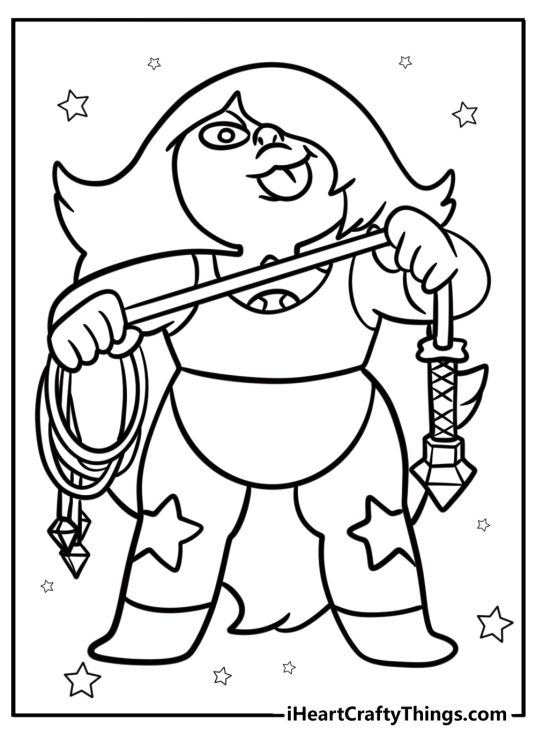 Amethyst with her whip fun coloring sheet for kids