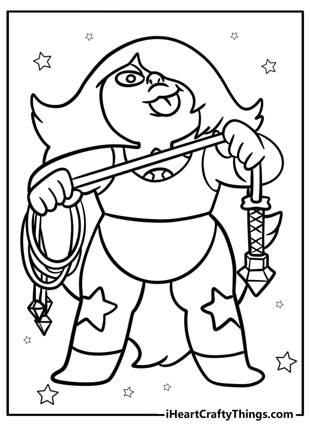 Amethyst with her whip fun coloring sheet for kids