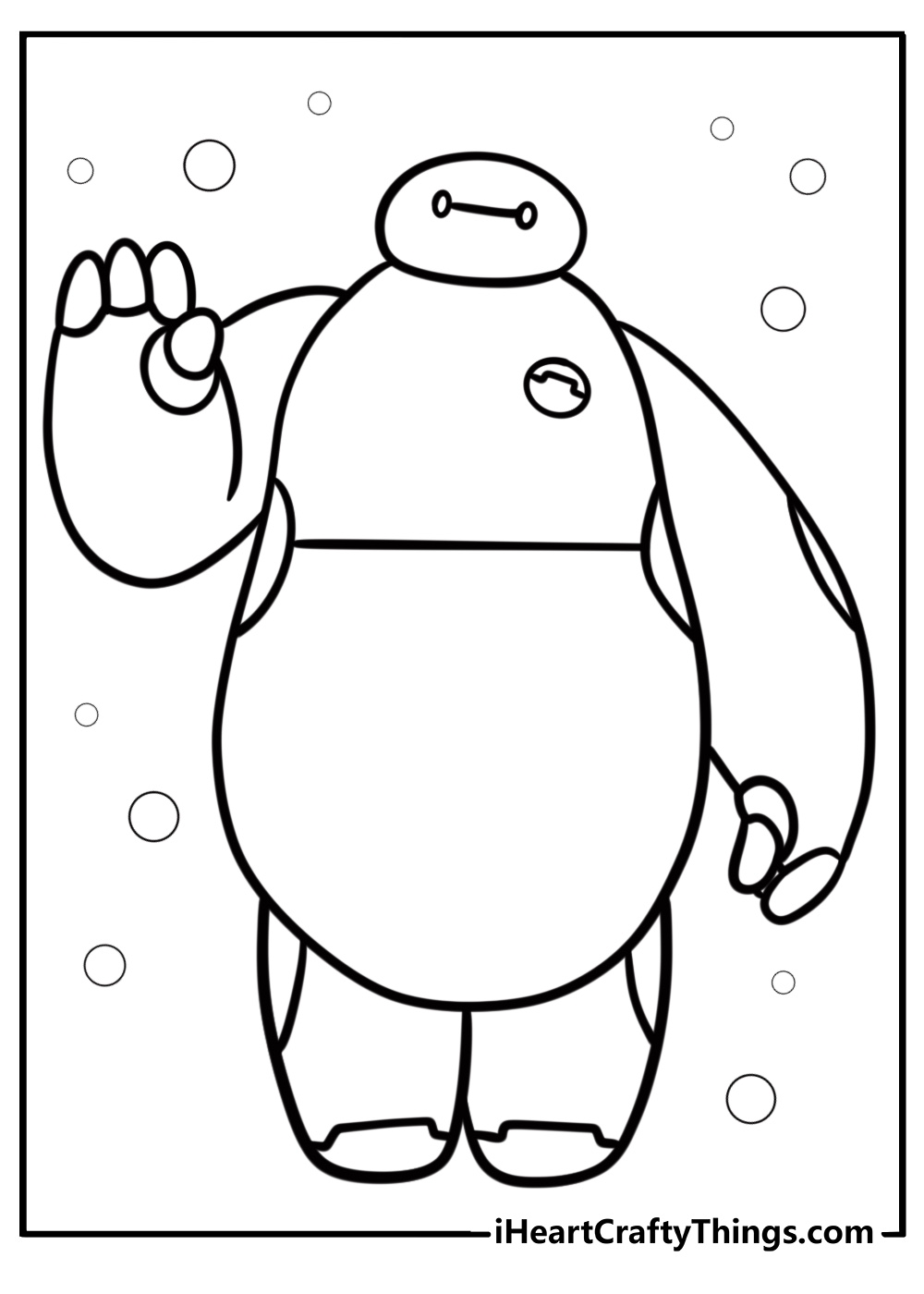 Baymax waving from big hero 6 coloring page