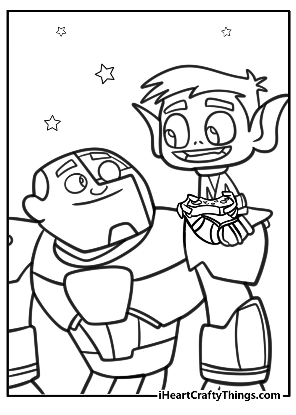 Beast boy and cyborg playing video games free coloring page