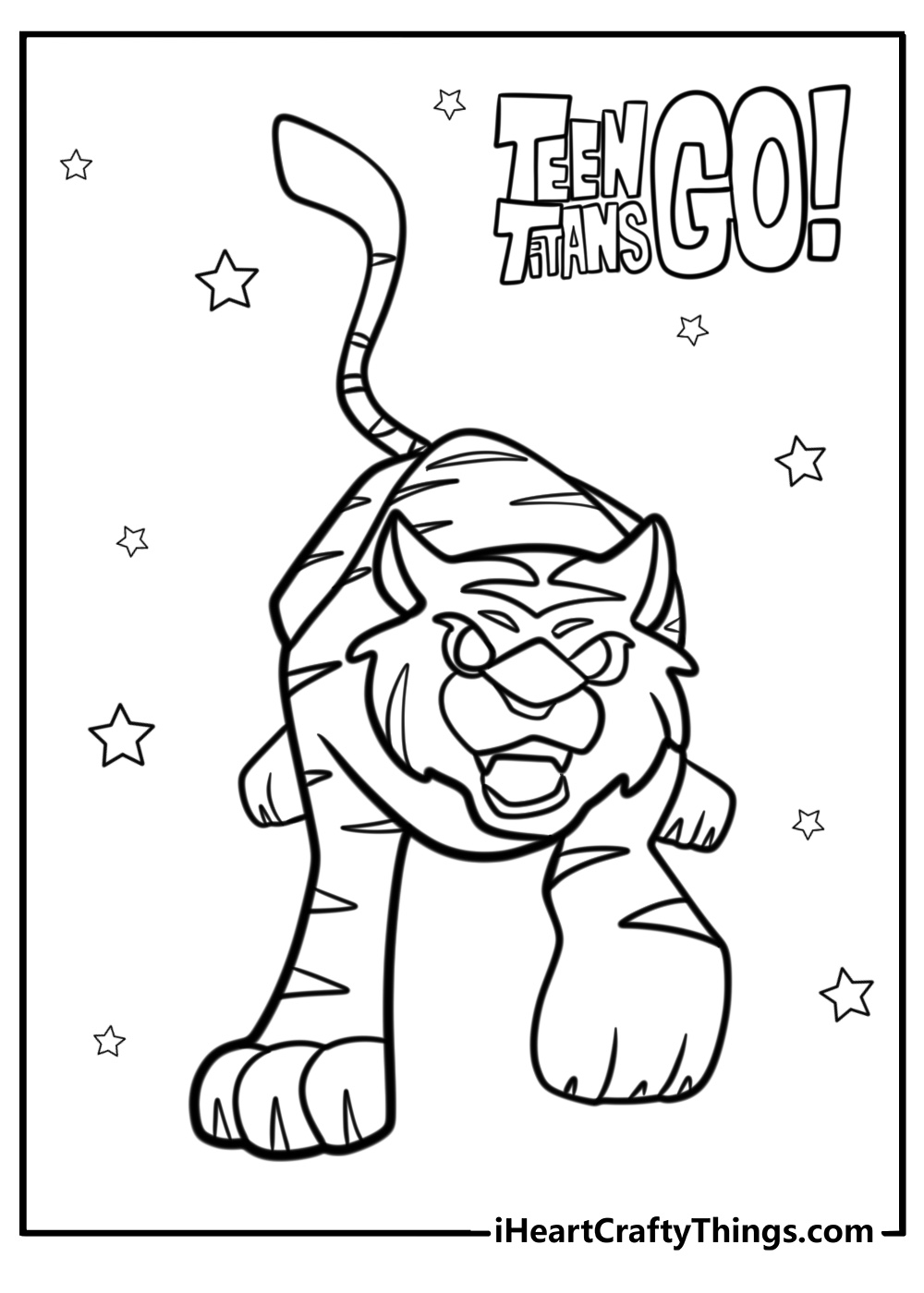 Beast boy turning into a tiger fun printable coloring sheet