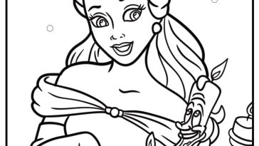 Belle reading a book Disney princess coloring sheet